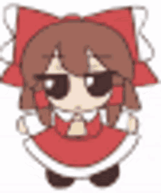 A GIF of Reimu from Touhou Project in a Fumo plushie form doing the Club Penguin dance